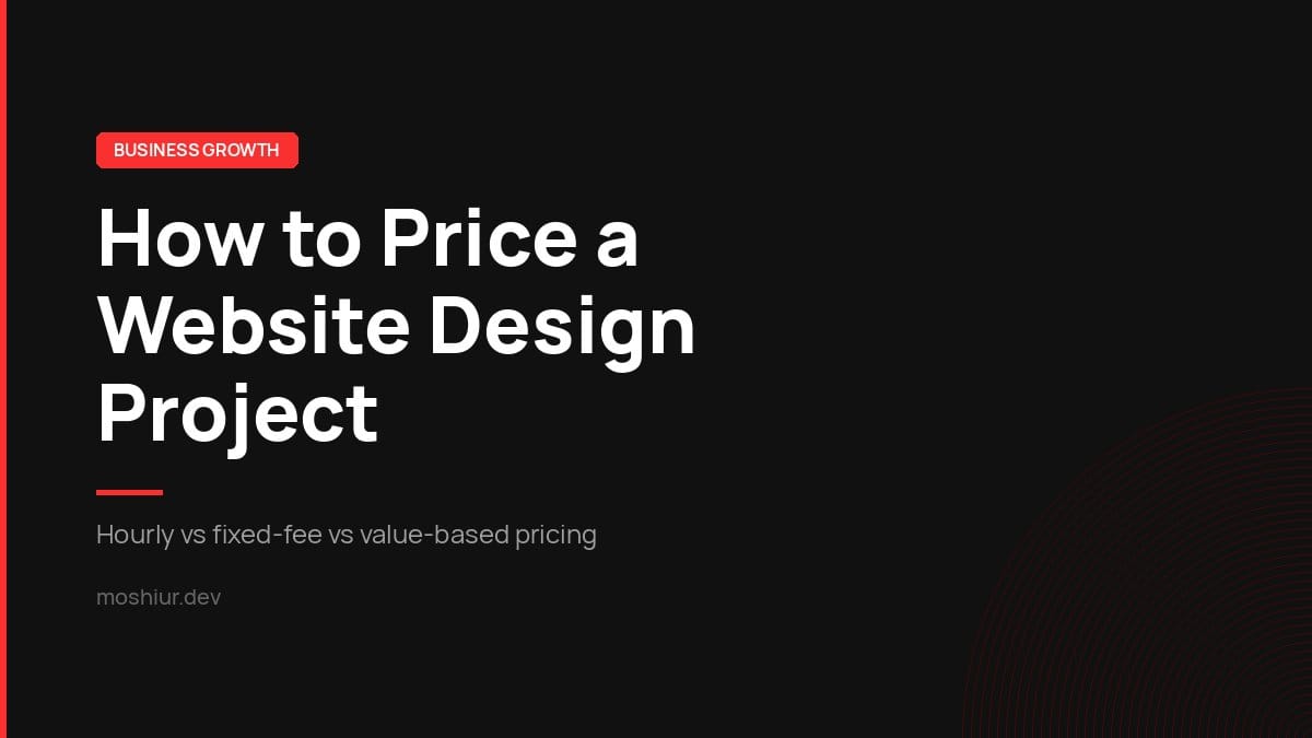 Guide showing how to price a website design project using hourly, fixed-fee, and value-based pricing models