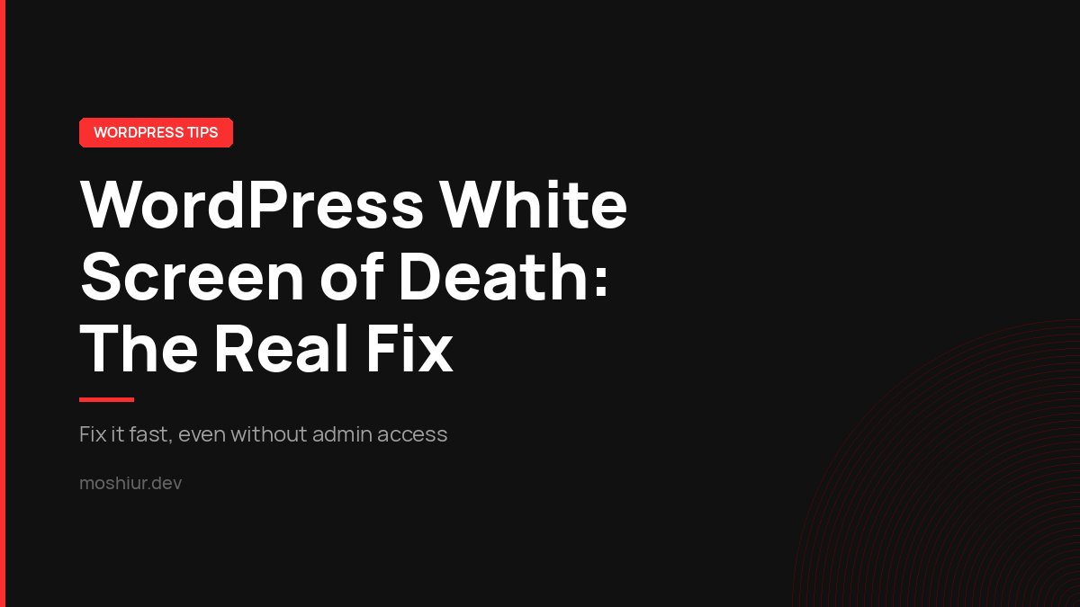 WordPress white screen of death blank page fix illustration
